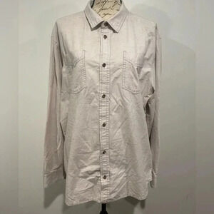 Prana men’s long sleeve button down shirt. Cream/red. Size XL